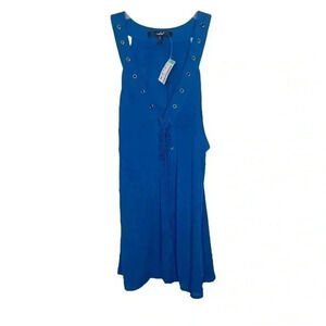 Papaya Blue Gauze Boho Lace Up Tank